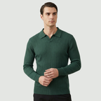 Rivaclo | Homme Polo en Maille Côtelée à Manches Longues | Coupe Ajustée