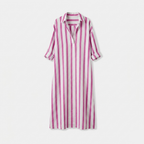 Rivaclo | Women's Striped Dress with Collar – Side Slit with Pockets