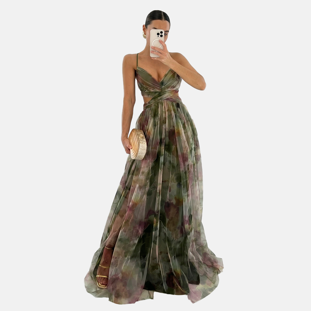 Rivaclo | Femme robe nuisette imprimée en mesh pour – style transparent