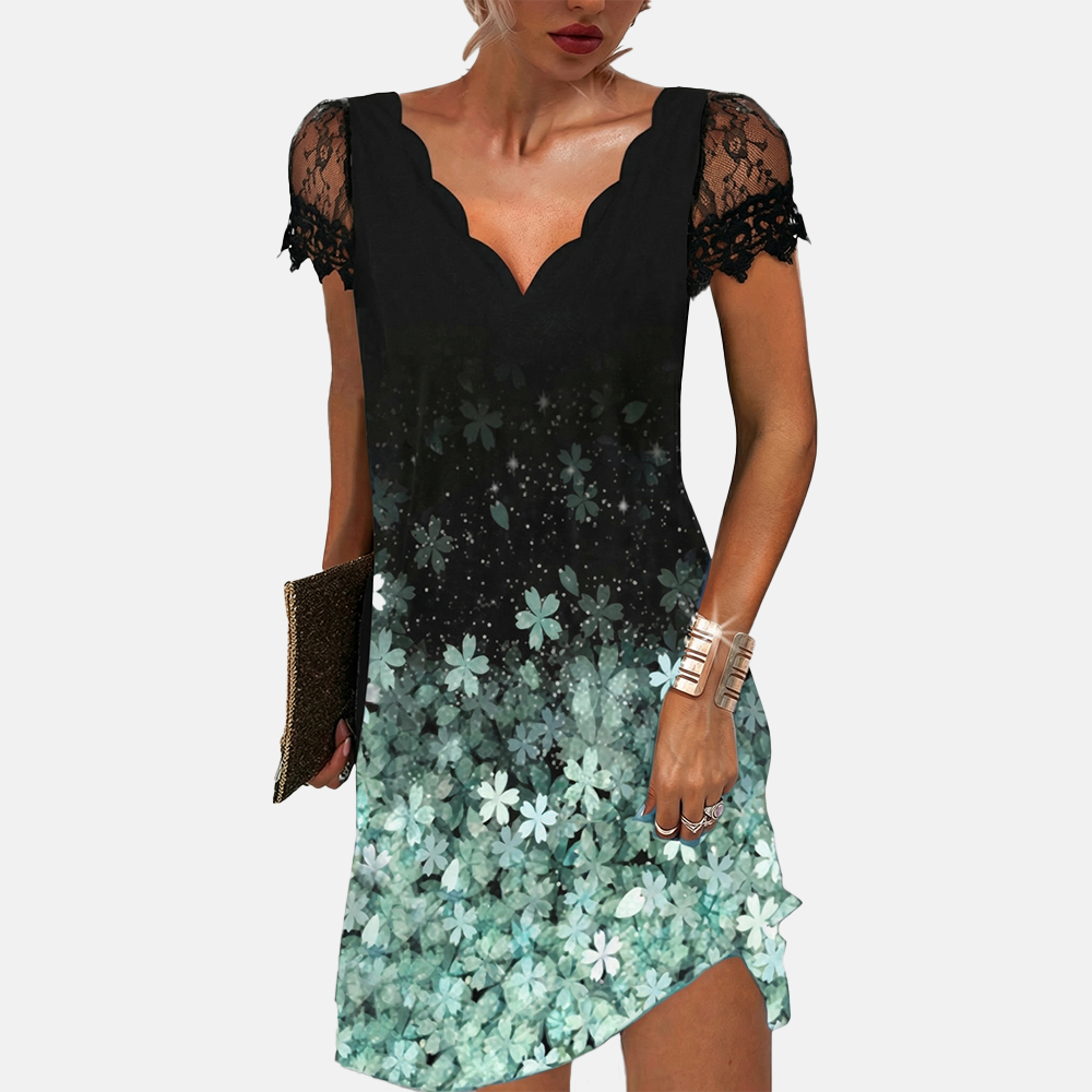 Rivaclo | Women's printed mini dress – V-neck short sleeves