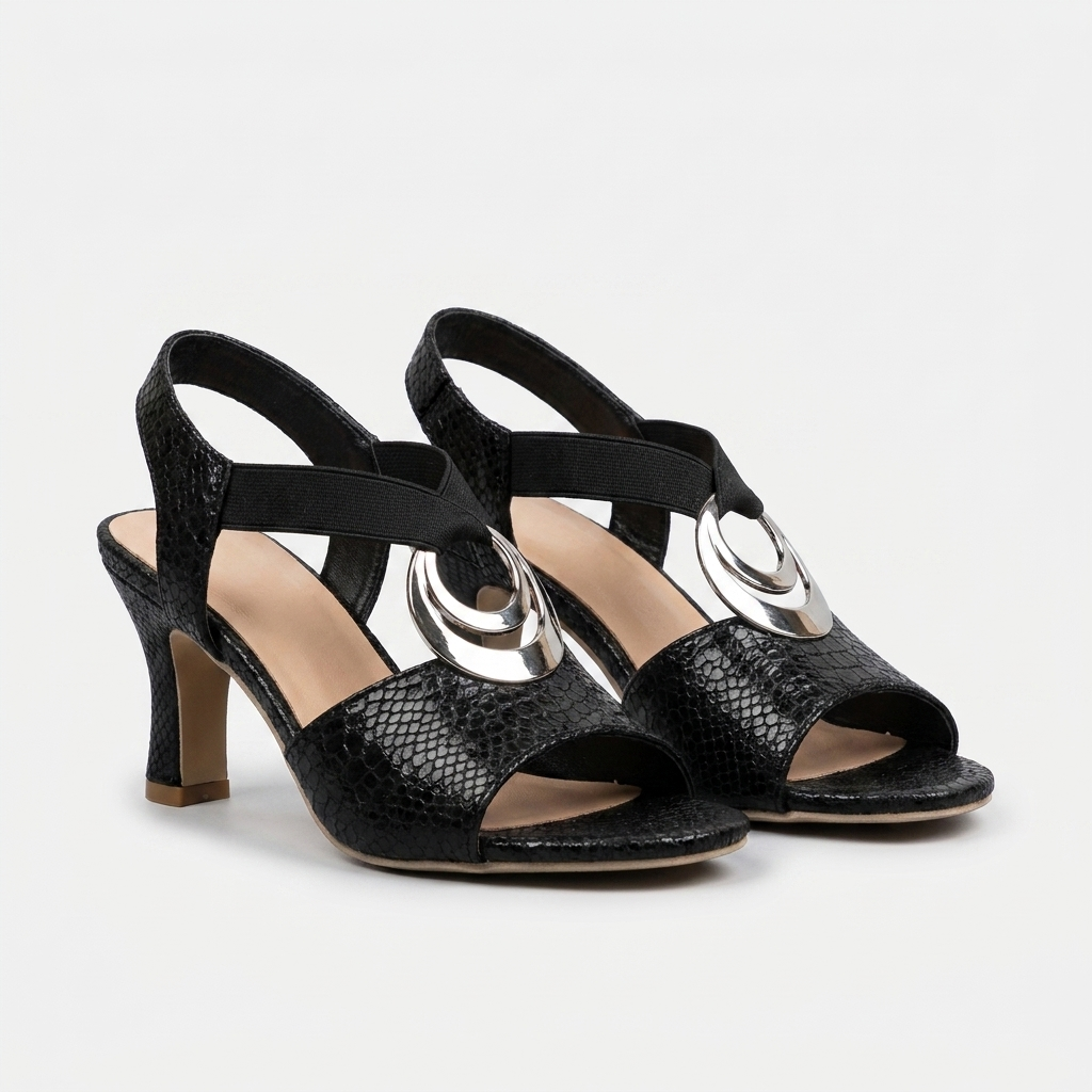 Rivaclo | Women's High Heeled Sandals – Metallic Buckle Detail