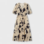Rivaclo | Women's Floral Midi Dress – Puff Sleeves