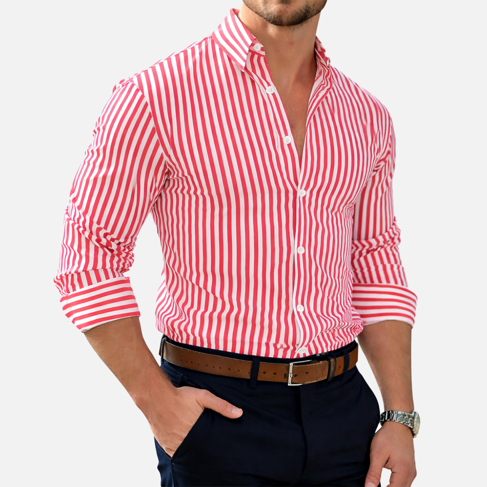 Rivaclo | Homme chemise rayée coupe ajustée – manches longues