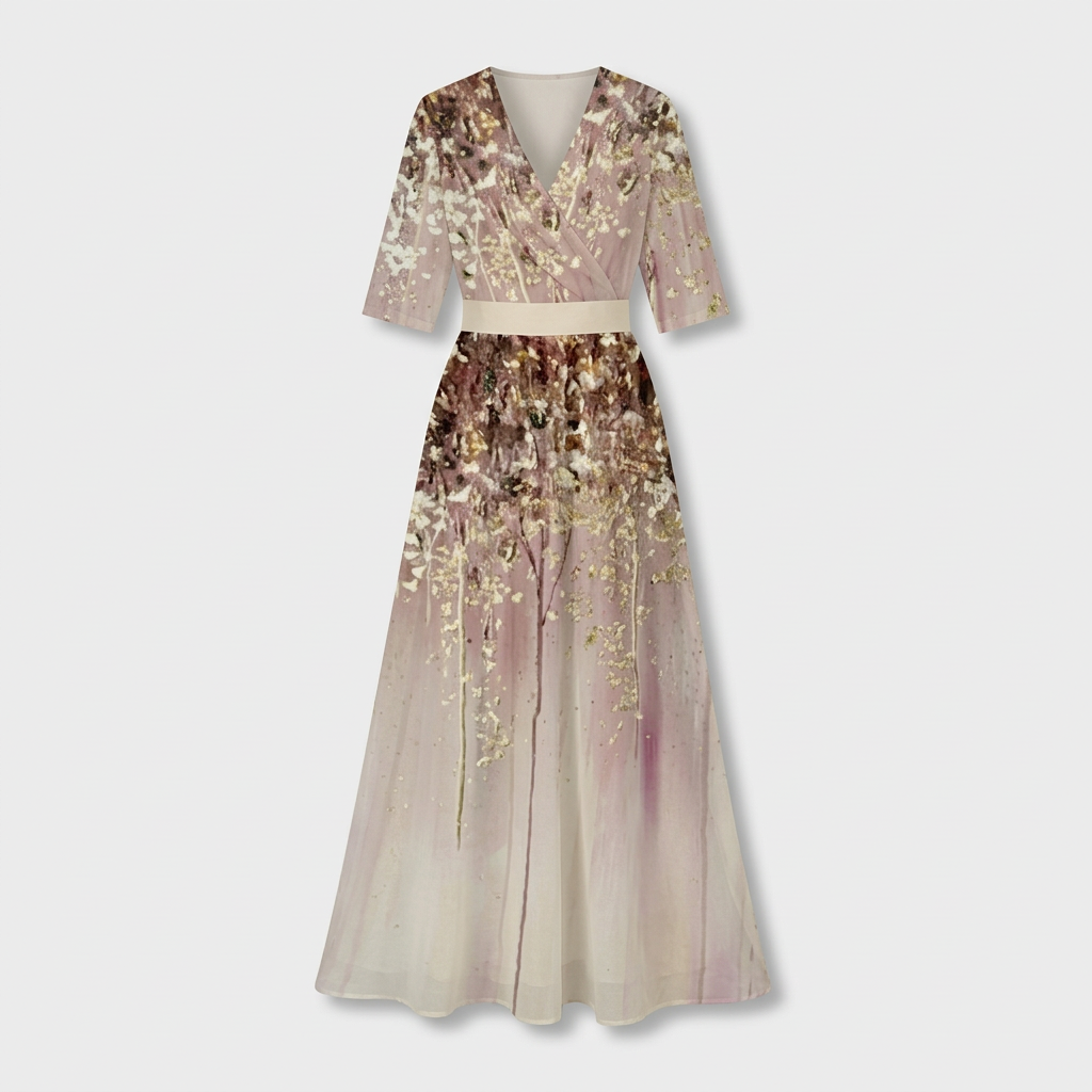 Rivaclo | Femme Robe Maxi à Col V – Imprimée