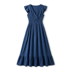 Rivaclo | Femme robe maxi à volants sans manches – col en V