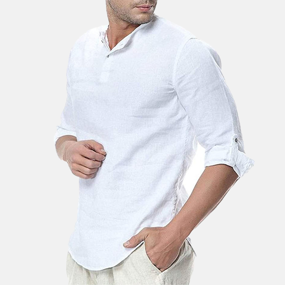 Rivaclo | Men's long-sleeve solid shirt – linen style