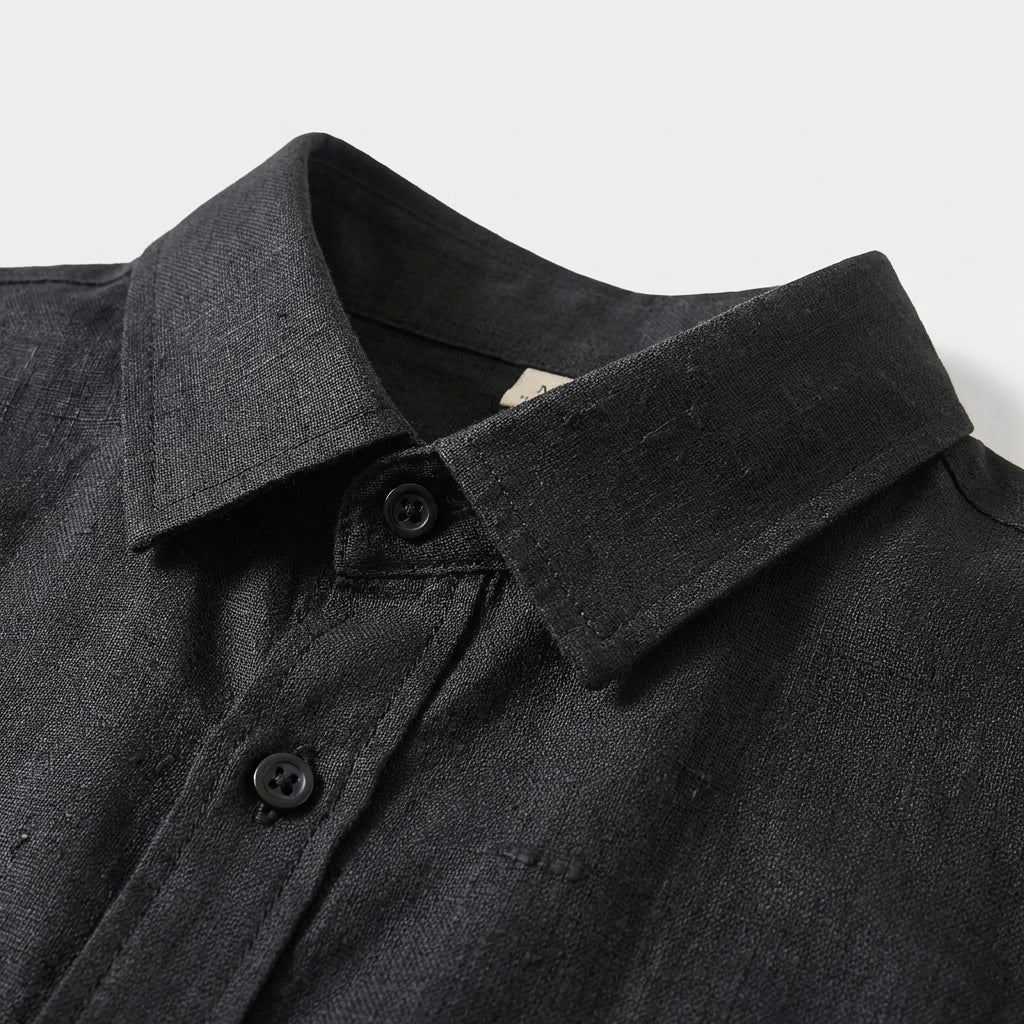 Rivaclo | Men's Long Sleeve Shirt and Pants Set – Black Elastic Waist
