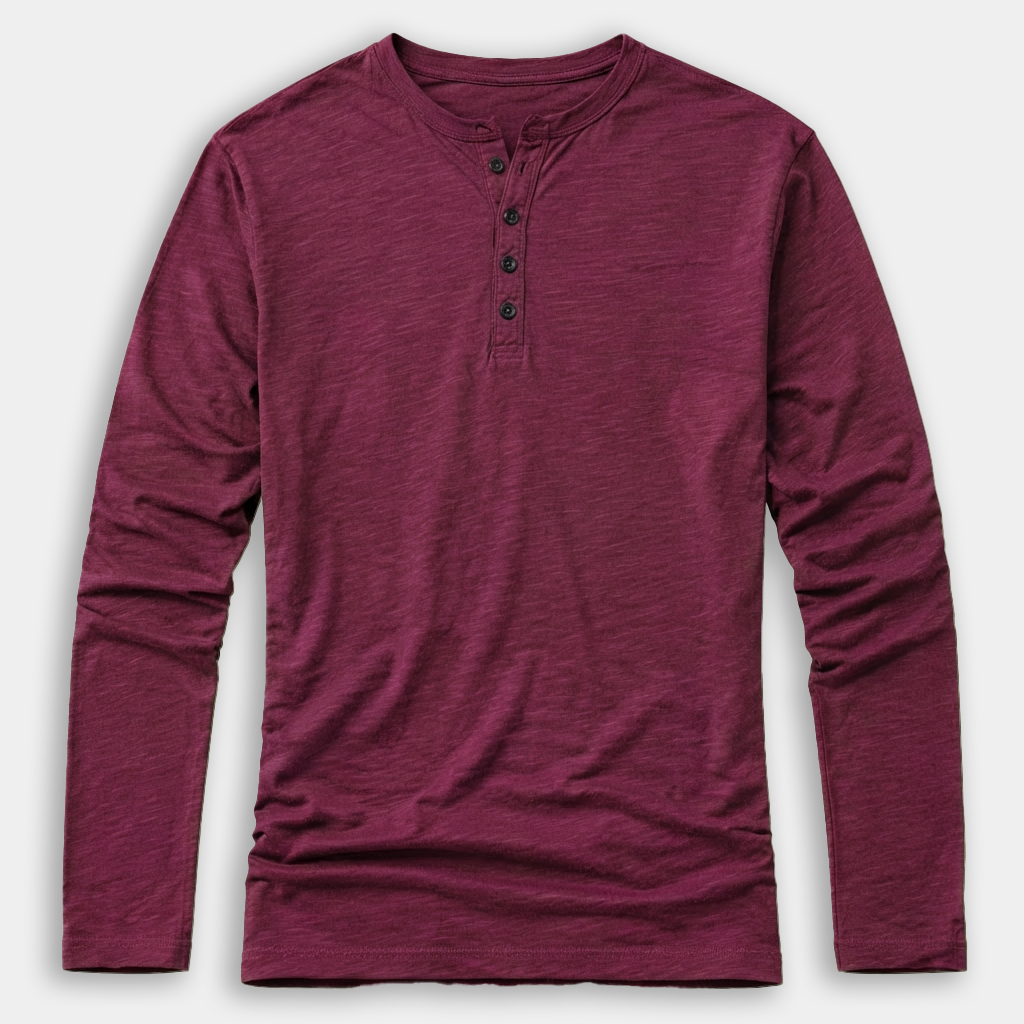 Rivaclo | Men's Long Sleeve T-Shirt – Buttoned Collar Slim Fit