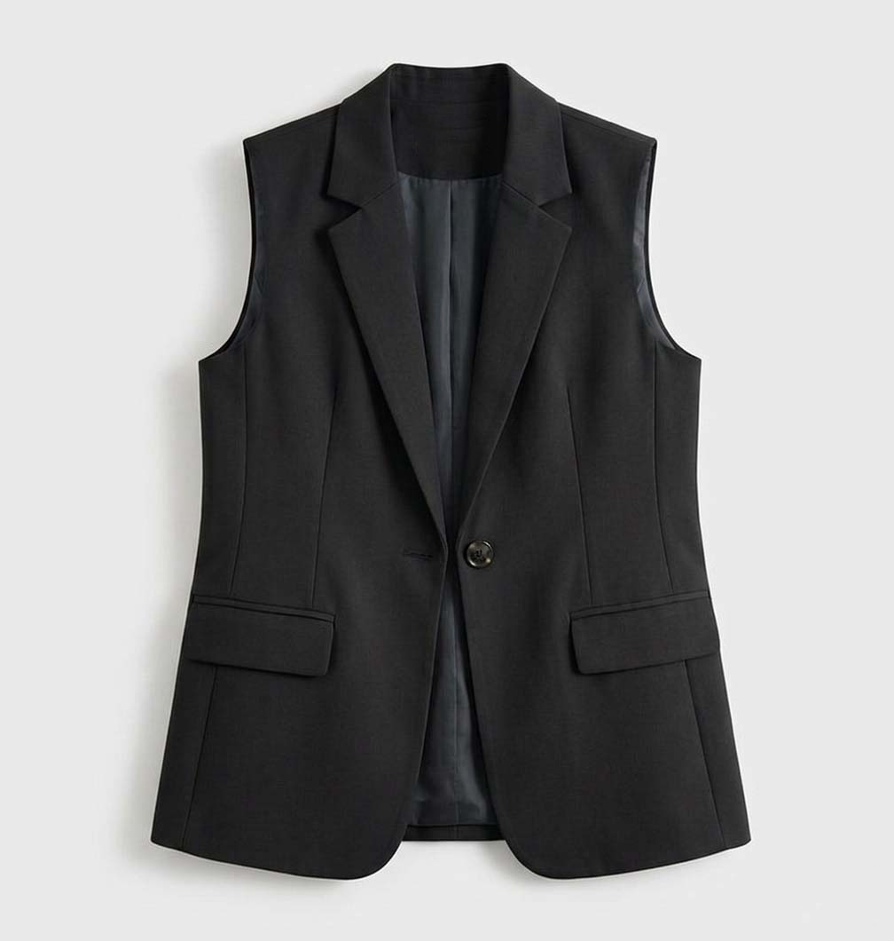 Rivaclo | Women's Fitted Blazer Vest – Sleeveless with Notched Collar