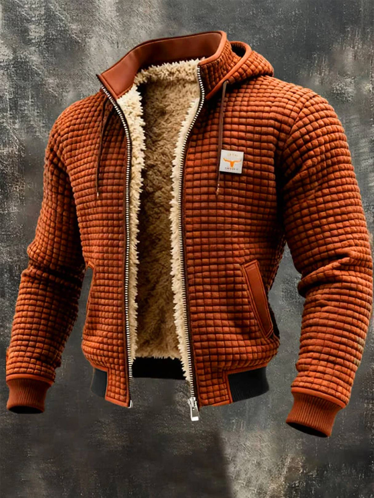 Veste homme outdoor capuche doublée zippée chaude — Marron