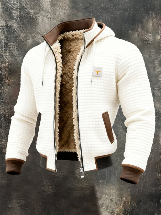 Veste homme outdoor capuche doublée zippée chaude — Blanc