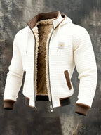 Veste homme outdoor capuche doublée zippée chaude — Blanc