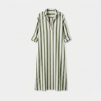 Rivaclo | Women's Striped Dress with Collar – Side Slit with Pockets