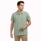 Rivaclo | Men's Textured Polo – Relaxed Fit Short Sleeves