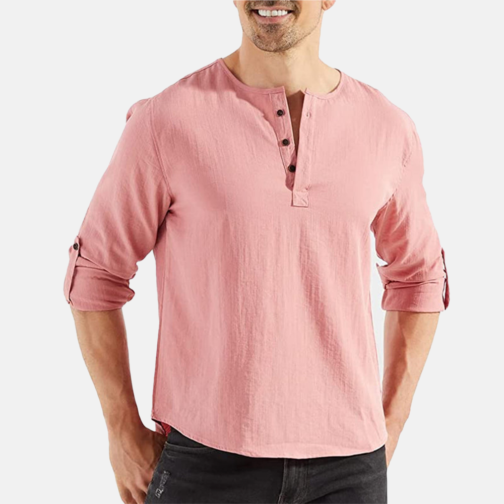 Rivaclo | Men's long-sleeve solid shirt – linen style