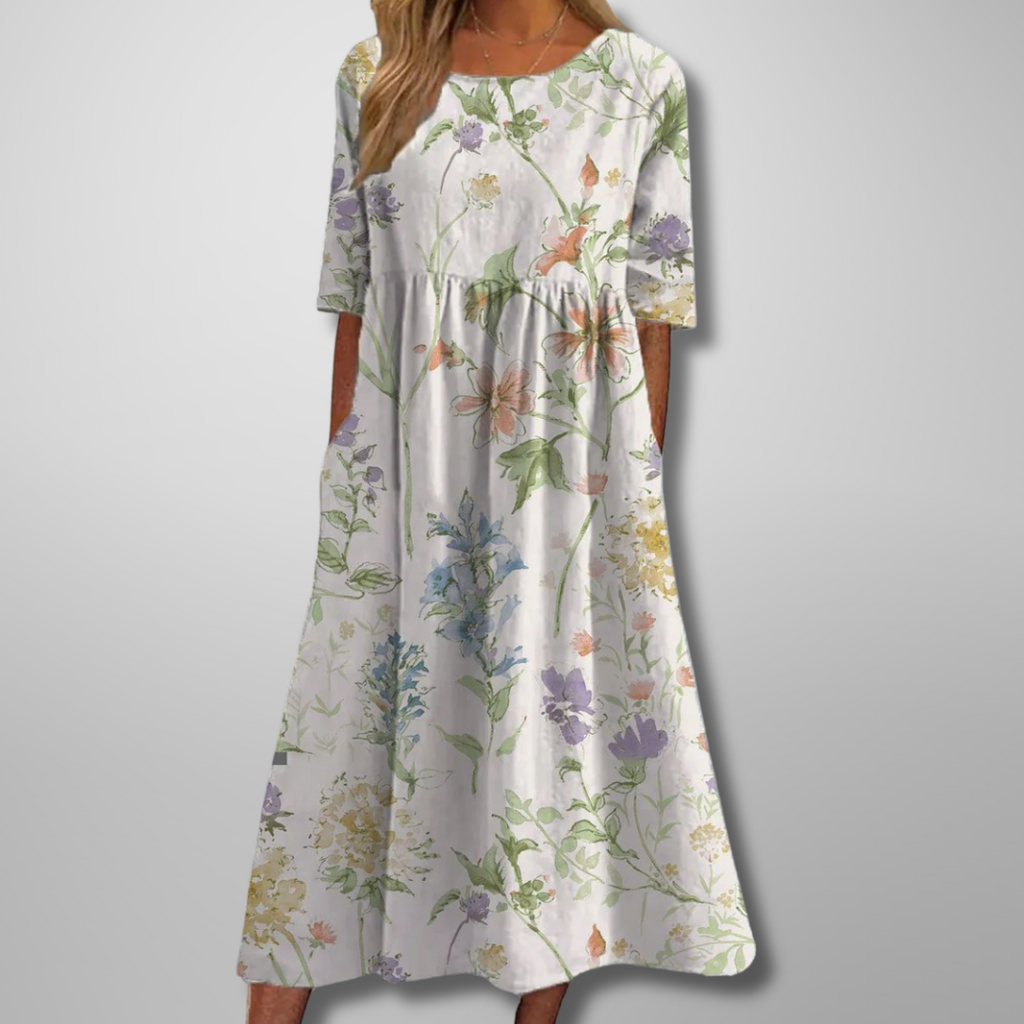 Solène | Robe Midi Fleurie Décontractée