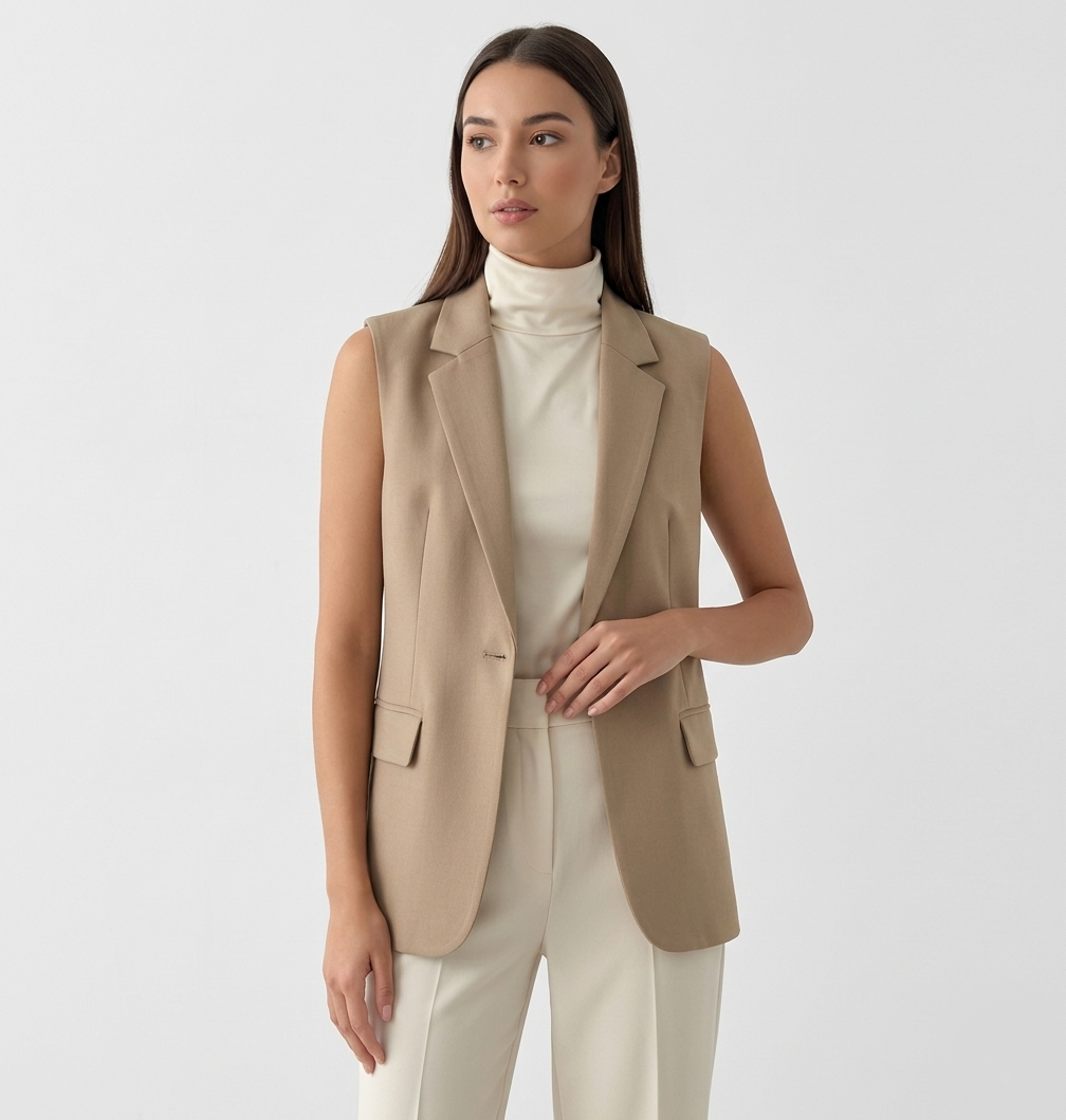 Rivaclo | Women's Fitted Blazer Vest – Sleeveless with Notched Collar