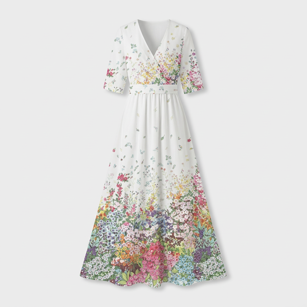 Rivaclo | Femme Robe Maxi à Col V – Imprimée