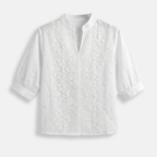 Rivaclo | Women's embroidered blouse – high collar and V-neck