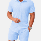 Rivaclo | Men's open collar shirt and shorts set – loose fit