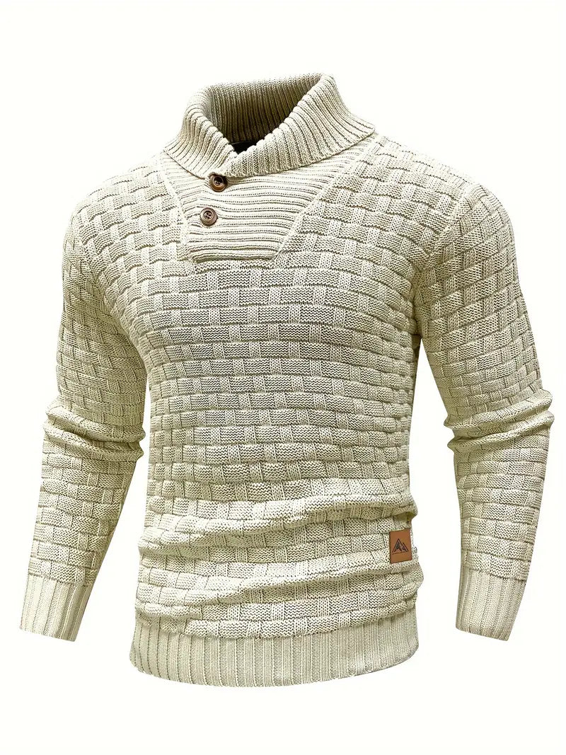 Pull homme maille chaude col rond quotidien — Beige