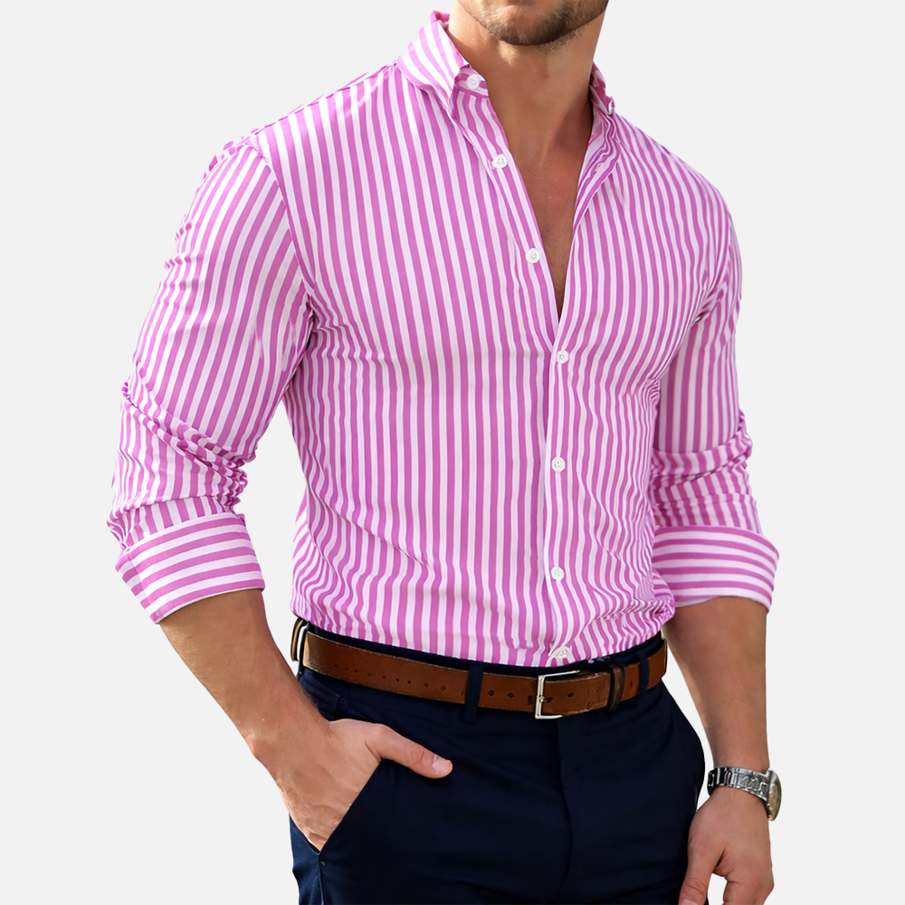 Rivaclo | Homme chemise rayée coupe ajustée – manches longues
