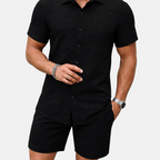 Rivaclo | Men's open collar shirt and shorts set – loose fit