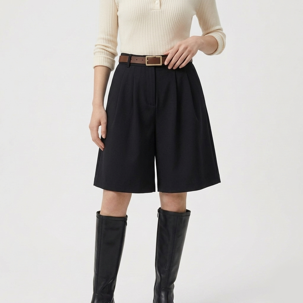 Rivaclo | Women's High-Waisted Bermuda Shorts – Wide Leg