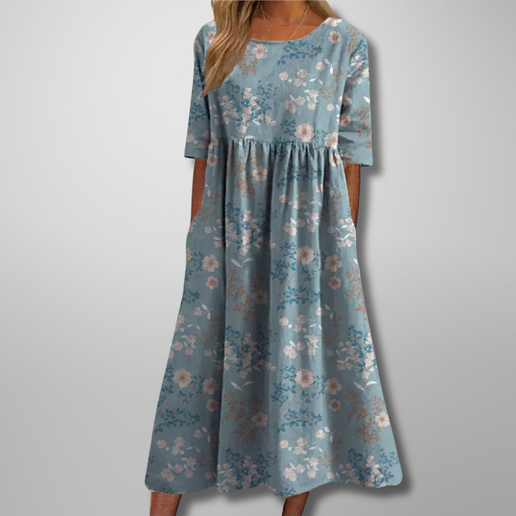 Solène | Robe Midi Fleurie Décontractée