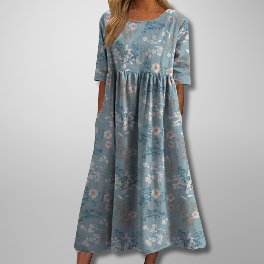 Solène | Robe Midi Fleurie Décontractée