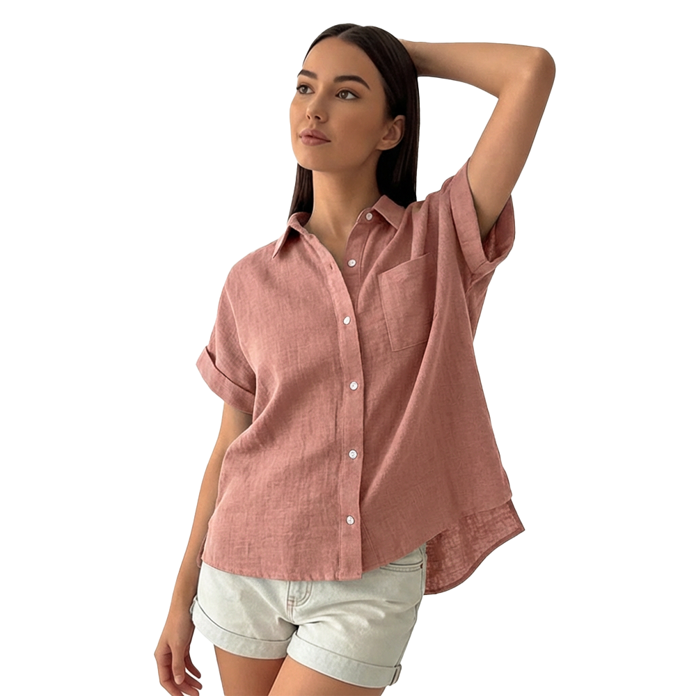Rivaclo | Women's Button-Up Shirt – Short Sleeves with Classic Collar