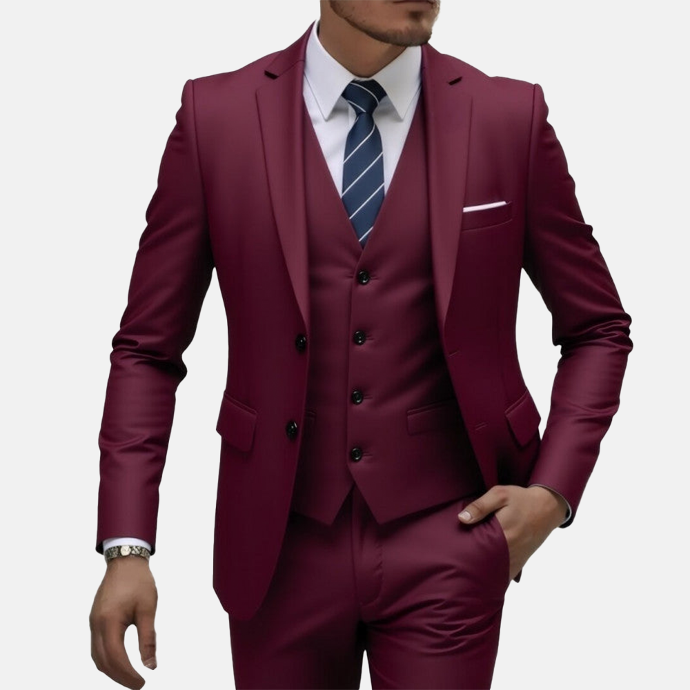 Rivaclo | Homme Costume Trois Pièces Ajusté – Tenue Classique
