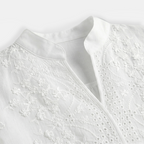 Rivaclo | Women's embroidered blouse – high collar and V-neck