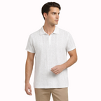 Rivaclo | Men's Textured Polo – Relaxed Fit Short Sleeves
