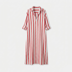 Rivaclo | Women's Striped Dress with Collar – Side Slit with Pockets
