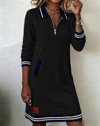 Rivaclo | Femme Robe Chemise à Manches Longues – Zippée