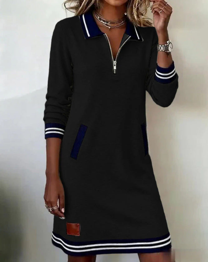 Rivaclo | Femme Robe Chemise à Manches Longues – Zippée