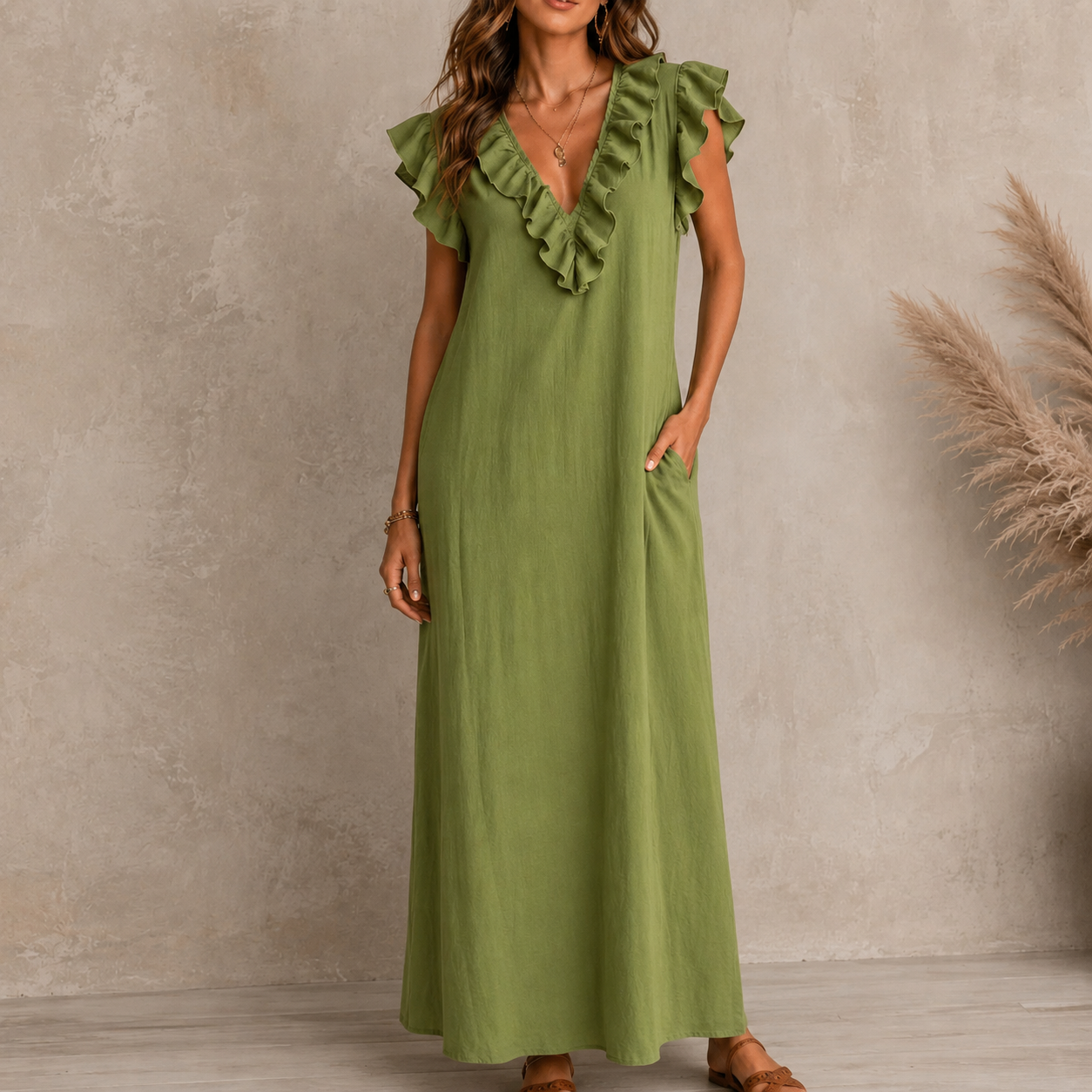 Carrina | Robe Maxi à Volants et Poches