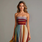Léa | Robe Maxi Plissée Bustier