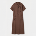 Rivaclo | Women's Short Sleeve Dress with Bow Detail – Loose Fit