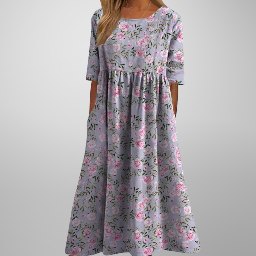 Solène | Robe Midi Fleurie Décontractée