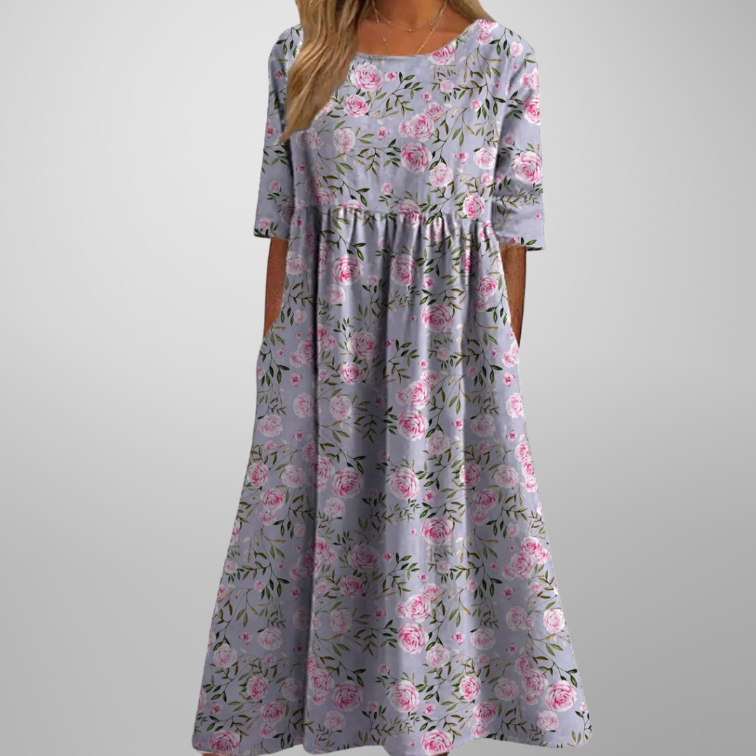 Solène | Robe Midi Fleurie Décontractée
