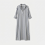 Rivaclo | Women's Striped Dress with Collar – Side Slit with Pockets