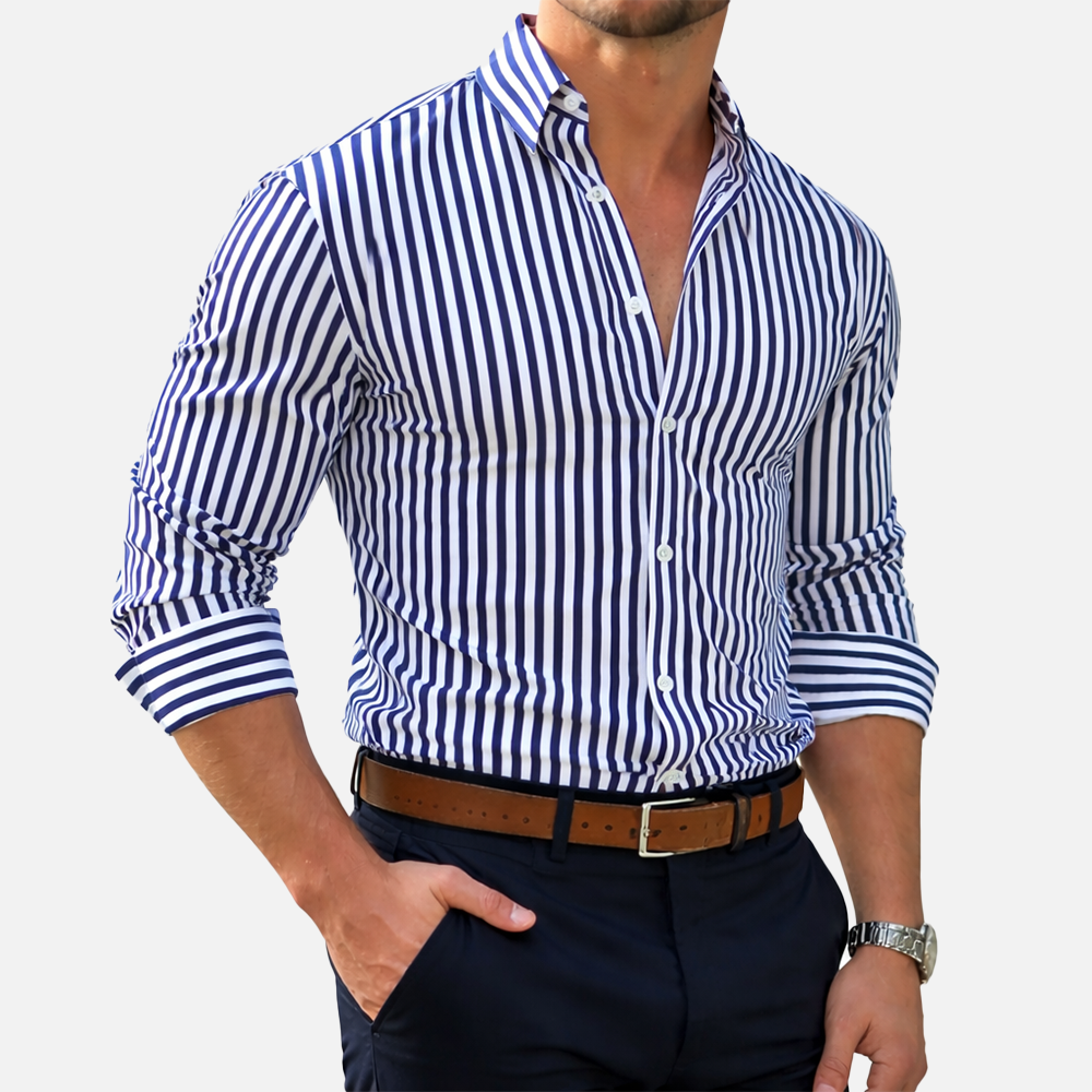 Rivaclo | Homme chemise rayée coupe ajustée – manches longues