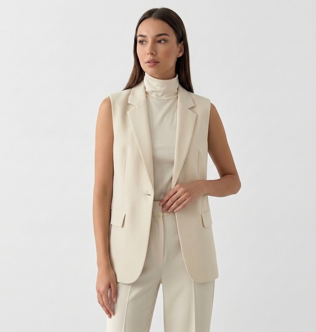 Rivaclo | Women's Fitted Blazer Vest – Sleeveless with Notched Collar