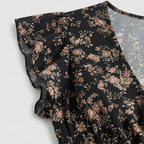 Rivaclo | Women's Printed Maxi Dress – V-Neck with Ruffled Sleeves