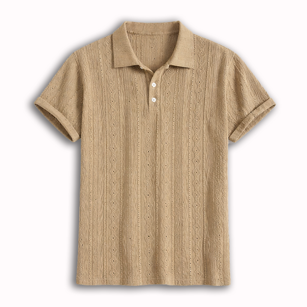 Rivaclo | Men's Textured Polo – Relaxed Fit Short Sleeves