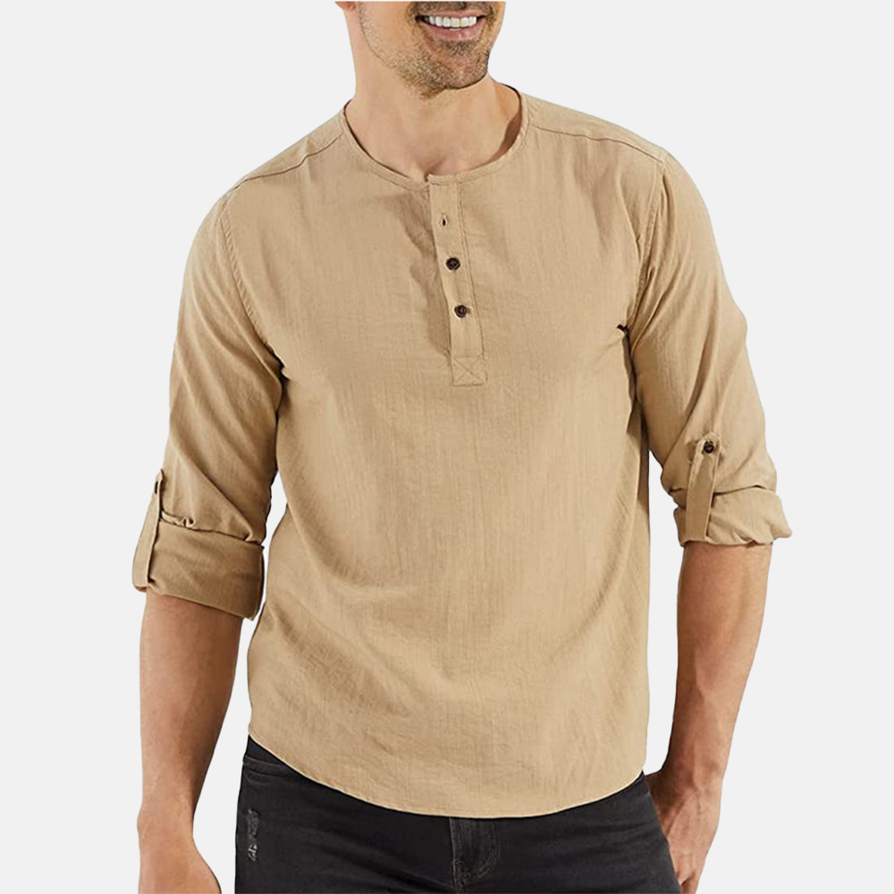 Rivaclo | Homme chemise unie manches longues – style lin