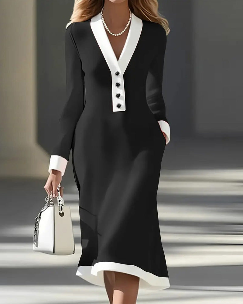 Madeleine | Robe Midi Contrastée