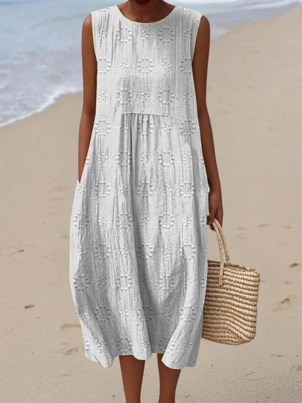 Estelle | Robe Midi Brodée Verte